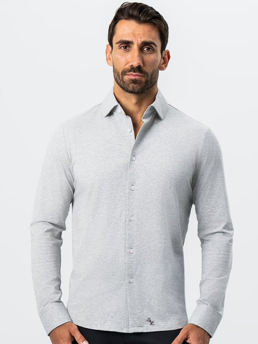 State & Liberty "The Fowler" Grey Button Down Mens Small Athletic Casual Stretch